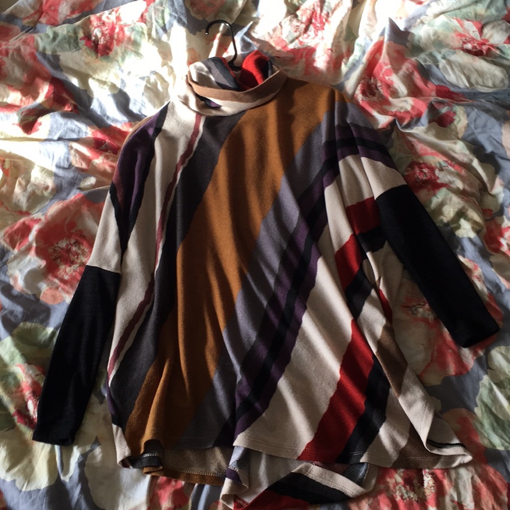 Bat wing sleeve poncho with cowl neck